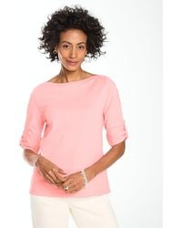 Talbots - Roll Cuff Bateau Neck Top - Lyst