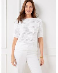 Talbots - Textured Bateau Neck Pullover Sweater - Lyst