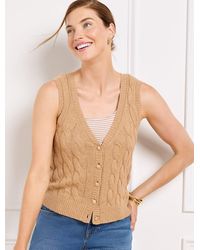 Talbots - Cable Knit V-neck Sweater Vest - Lyst