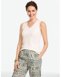 Talbots - Crochet Trim Ribbed Sleeveless Tank Top - Lyst