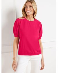 Talbots - Button Shoulder Crewneck Sweatshirt - Lyst