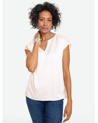 Talbots - Soft Satin Charmeuse Split Neck Top - Lyst