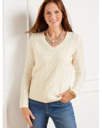 Talbots - Wool Blend Cable Knit Sweater - Lyst