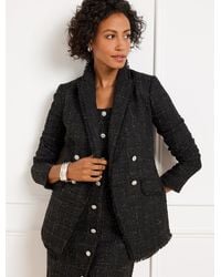 Talbots - Metallic Fringe Tweed Double Breasted Blazer - Lyst