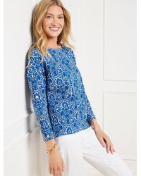 Talbots - Button Sleeve Crewneck T-shirt - Lyst
