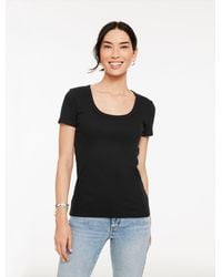 Talbots - Ribbed Scoop Neck T-shirt - Lyst