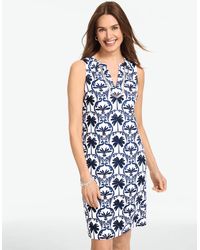 Talbots - Effortless Jersey Sleeveless Shift Dress – Palm Tree Damask - Lyst