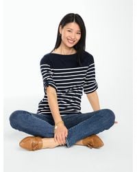 Talbots - Roll Cuff Bateau Neck Top - Lyst