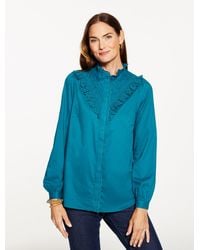 Talbots - Eyelet Ruffle Button Front Top - Lyst