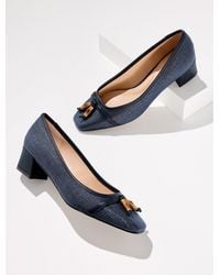 Talbots - Sienna Bamboo Raffia Block Heel Pumps - Lyst