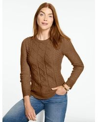 Talbots - Mixed Cable Knit Crewneck Sweater - Lyst