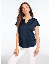Talbots - Soft Satin Charmeuse Split Neck Top - Lyst