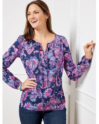 Talbots - Gathered Tie Neck Top - Lyst
