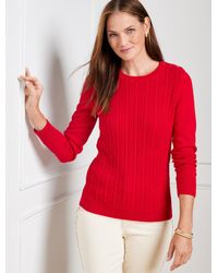 Talbots - Allover Cable Crewneck Sweater - Lyst