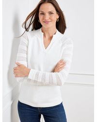 Talbots - Crochet Split Neck Sweater - Lyst