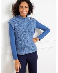 Talbots - Cable Knit Mockneck Sweater Vest - Lyst