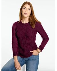 Talbots - Mixed Cable Knit Crewneck Sweater - Lyst