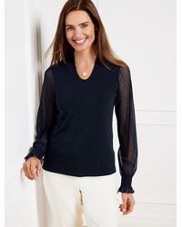 Talbots - Lace Sleeve Crepe Top - Lyst