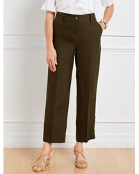 Talbots - Slim Wide Ankle Cuff Linen Pants - Lyst