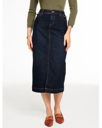 Talbots - Denim Midi Skirt - Lyst