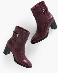 Talbots - Claudette Croc Embossed Block Heel Ankle Boots - Lyst