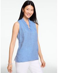 Talbots - Ruffle Linen Shell Sweater - Lyst