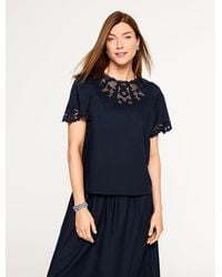 Talbots - Embroidered Poplin Top - Lyst