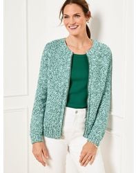 Talbots - Texture Stitch Bomber Cardigan Sweater - Lyst