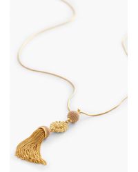 Talbots With A Burst Tassel Pendant Necklace - White