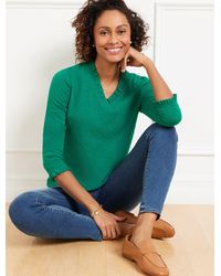 Talbots - Pointelle V-neck Pullover Sweater - Lyst