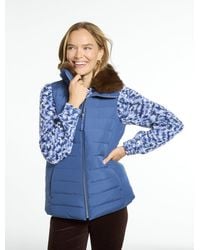 Talbots - Faux Fur Collar Puffer Vest - Lyst