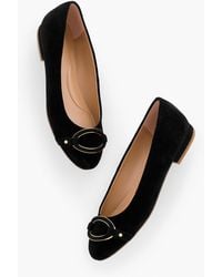 Talbots - Madison Buckle Suede Ballet Flats - Lyst