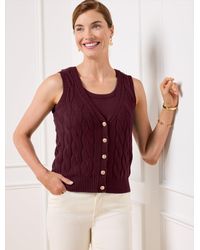 Talbots - Cable Knit V-neck Sweater Vest - Lyst