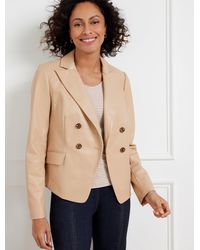 Talbots - Faux Leather Double Breasted Blazer - Lyst