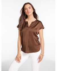 Talbots - Soft Satin Charmeuse Split Neck Top - Lyst