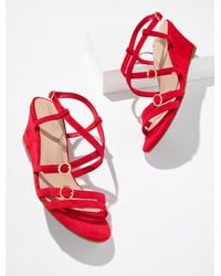 Talbots - Royce Strappy Wedge Suede Sandals - Lyst