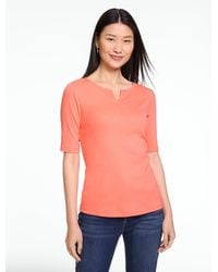 Talbots - Elbow Sleeve Split Neck T-shirt - Lyst