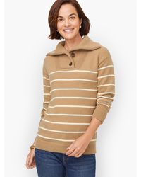 Talbots - Breton Stripe Button Collar Pullover Sweater - Lyst