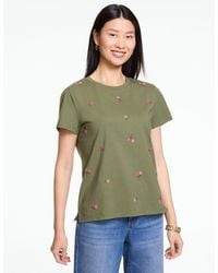 Talbots - Embroidered Crewneck T-shirt - Lyst