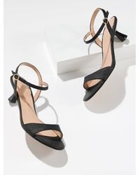 Talbots - Dottie Shimmer Raffia Kitten Heel Sandals - Lyst