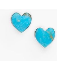 Talbots Sterling Silver Turquoise Heart Stud - Blue
