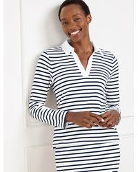 Talbots - Seaside French Terry Stripe Johnny Collar Pullover Sweater - Lyst