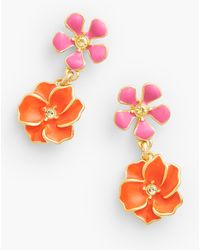 Talbots Secret Garden Drop Earrings - Orange