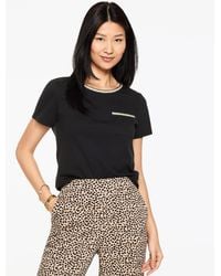 Talbots - Tweed Trim Pocket Crewneck T-shirt - Lyst