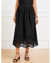 Talbots - Embroidered Poplin Fit & Flare Midi Skirt - Lyst