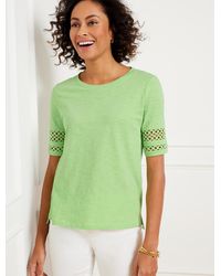 Talbots - Lace Trim Crewneck T-shirt - Lyst