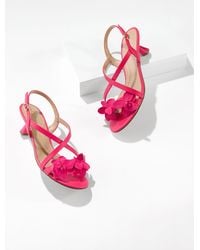 Talbots - Dottie Flower Nappa Suede Kitten Heel Sandals - Lyst