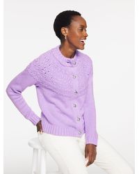 Talbots - Pointelle Mockneck Cardigan Sweater - Lyst