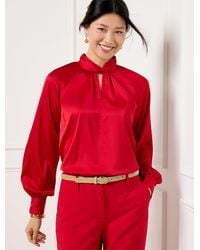 Talbots - Soft Satin Charmeuse Twist Neck Top - Lyst