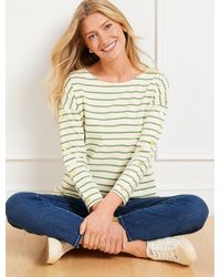 Talbots - Button Sleeve Crewneck T-shirt - Lyst